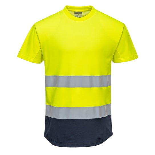 Dwukolorowy t-shirt siatkowy Żółty Granat 2XL Portwest
