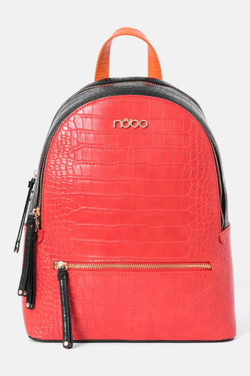 Dwukomorowy plecak Nobo z motywem croco, czerwono-czarny Nobo