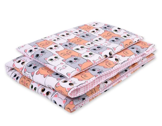 Dwustronna pościel dla dzieci 2-częściowa bawełniana 140x200 Junior - koty szaro-różowe Bobono