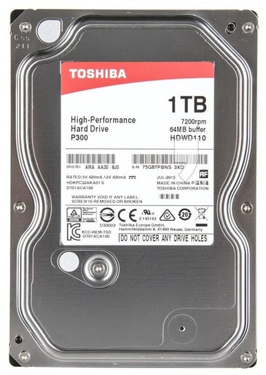 Dysk HDD TOSHIBA P300, 3.5", 1 TB, SATA III, 64 MB, 7200 obr./min. Toshiba