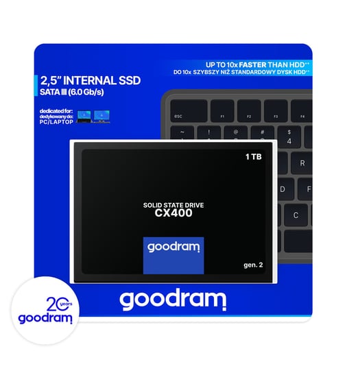 Dysk SSD GOODRAM CX400, 2.5", 1 TB, SATA III , 500 MB/s GoodRam