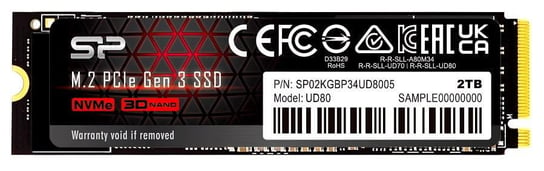 Dysk Ssd Silicon Power Ud80 2Tb M.2 Pcie Gen3X4 Nvme (3400/3000 Mb/S) Silicon Power
