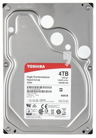Dysk twardy HDD TOSHIBA X300 HDWE140EZSTA, 3.5", 4 TB, SATA 3, 128 MB, 7200 obr/min Toshiba