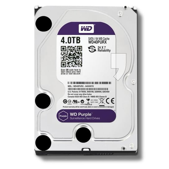 Dysk twardy HDD WESTERN DIGITAL Purple WD40PURX, 3.5", 4 TB, SATA 3, 64 MB, 5400 obr/min Western Digital