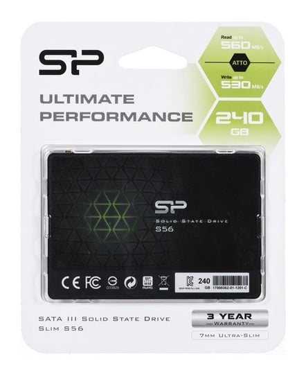 Dysk twardy SSD SILICON POWER Slim S56 SP240GBSS3S56B25, 2.5", 240 GB, SATA III, 560 MB/s Silicon Power