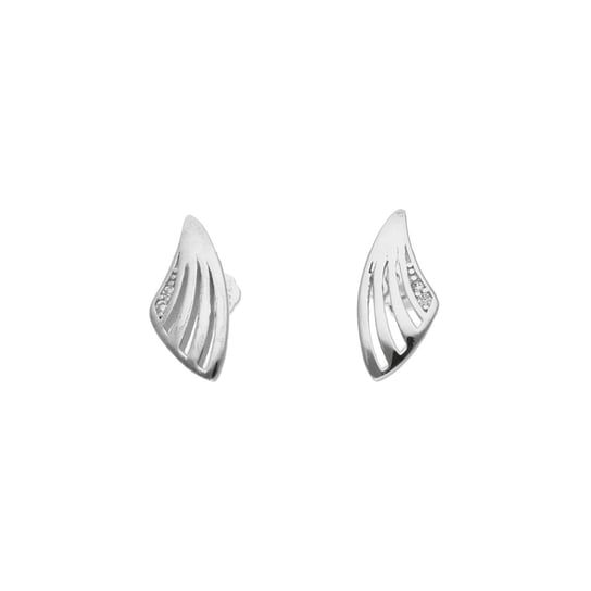 Dyskretne srebrne kolczyki sztyft w kształcie skrzydła 925 Rosanto