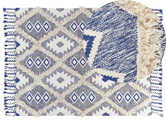Dywan bawełniany 140 x 200 cm beżowo-niebieski MANAVGAT Beliani