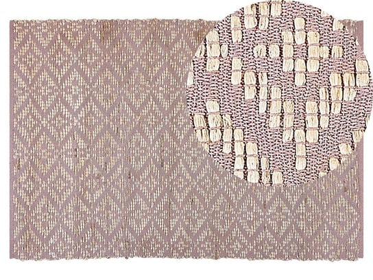 Dywan bawełniany 140 x 200 cm beżowy z różowym GERZE Beliani
