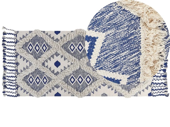 Dywan bawełniany 80 x 200 cm beżowo-niebieski MANAVGAT Beliani