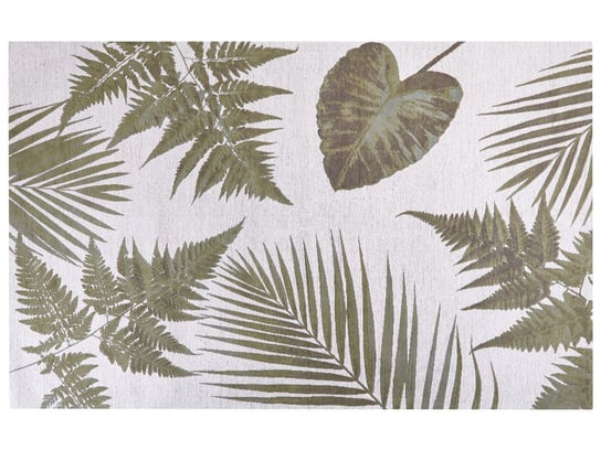 Dywan bawełniany motyw liści 140 x 200 cm zielony BARZAH Beliani