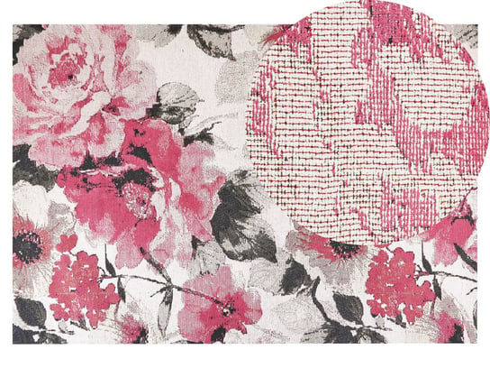 Dywan bawełniany w kwiaty 140 x 200 cm różowy EJAZ Beliani