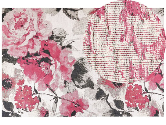 Dywan bawełniany w kwiaty 200 x 300 cm różowy EJAZ Beliani