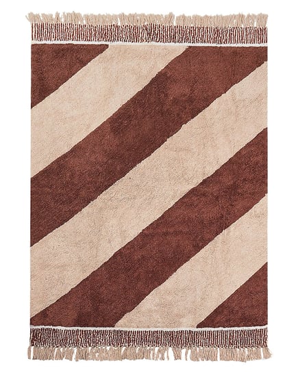 Dywan bawełniany w paski 140 x 200 cm brązowo-beżowy XULUF Beliani