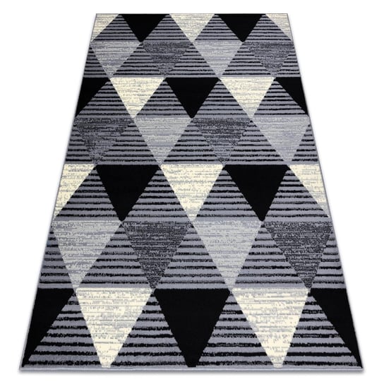 Dywan BCF BASE 3986 Geometric, trójkąty geometryczny szary / czarny, 160x220 cm Dywany Łuszczów