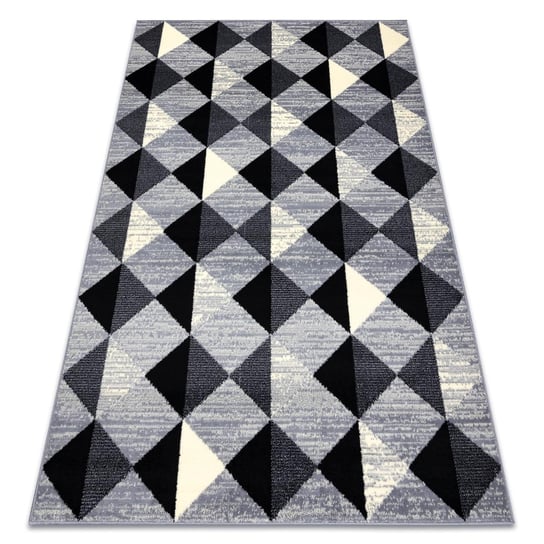 Dywan BCF BASE 3987 Trigone, trójkąty, kwadraty,  geometryczny szary / kość słoniowa, 185 x 270 cm Dywany Łuszczów