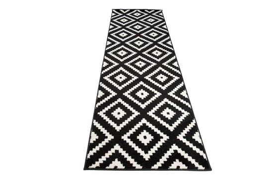 Dywan Chodnik Nowoczesny Czarny Biały Romby Komfort Maroko L885A Black Maroko O0X (1.20*4.00) CARPETPOL