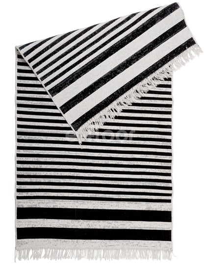 Dywan dekoracyjny boho tkany vintage 120x160 pasy biały czarny MD