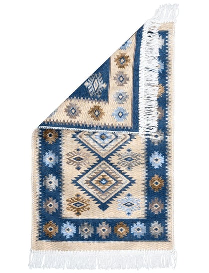 Dywan dekoracyjny boho tkany vintage 50x80 niebieski MD