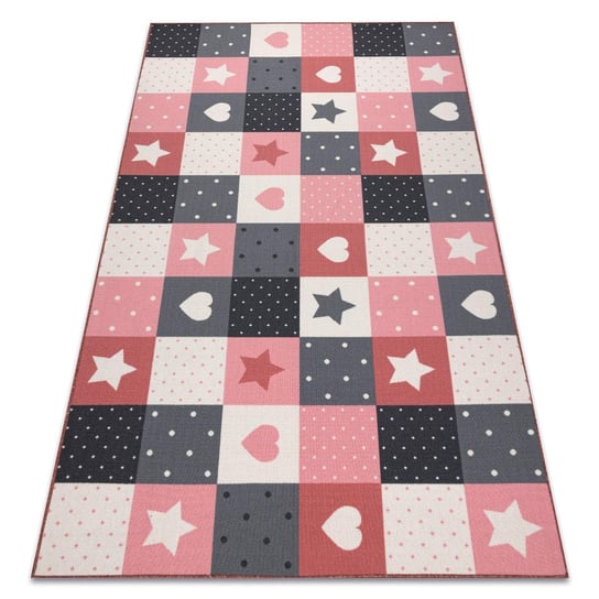Dywan dla dzieci STARS gwiazdy, gwiazdki, dziecięcy, różowy / szary, 100x150 cm Dywany Łuszczów