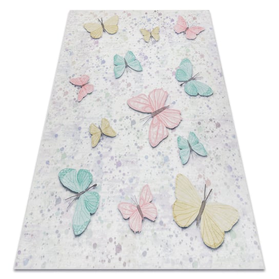 Dywan do prania BAMBINO 1610 Motyle, dla dzieci, antypoślizgowy - krem, 80x150 cm Dywany Łuszczów