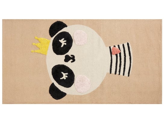 Dywan dziecięcy bawełniany motyw pandy 80 x 150 cm beżowy BUNAN Beliani
