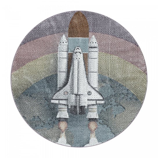 Dywan dziecięcy Funny rakieta kosmiczna multikolor 120 cm x 120 cm Oaza Dywany