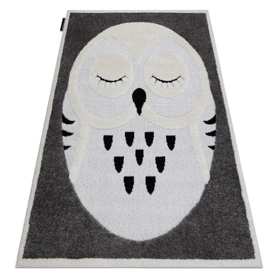 Dywan dziecięcy JOY Owl sowa, dla dzieci - Strukturalny, dwa poziomy runa szary / krem, 120x170 cm Dywany Łuszczów