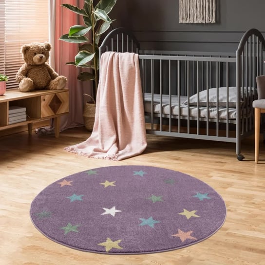 Dywan Dziecięcy Violet Stars Round 133 Cm Lamps&Co