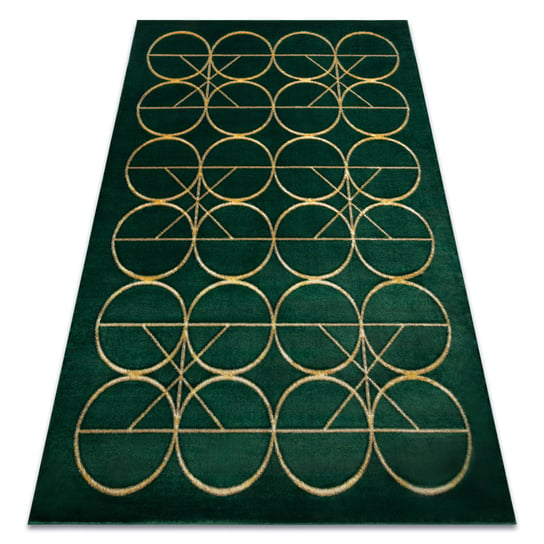 Dywan EMERALD ekskluzywny 1010 glamour, stylowy koła butelkowa zieleń / złoty, 80x150 cm Dywany Łuszczów