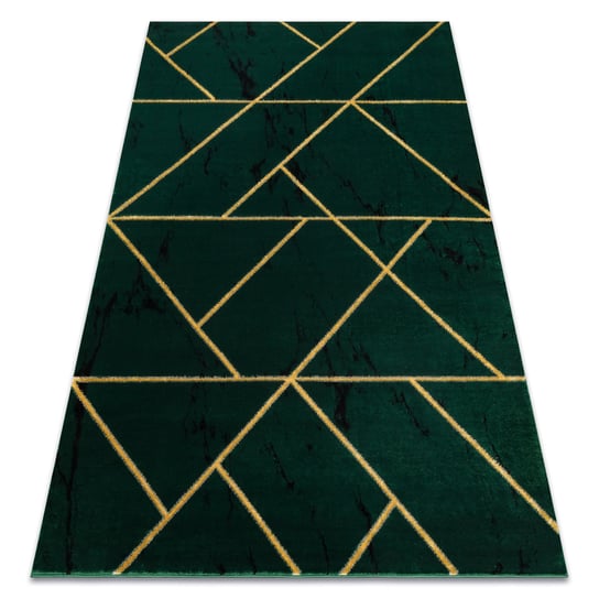 Dywan EMERALD ekskluzywny 1012 glamour, stylowy geometryczny, marmur butelkowa zieleń / złoty, 80x150 cm Dywany Łuszczów