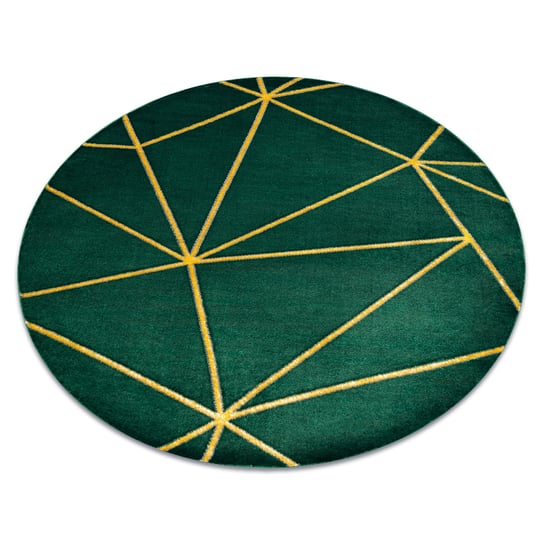 Dywan EMERALD ekskluzywny 1013 koło - glamour, stylowy geometryczny butelkowa zieleń / złoty, koło 120 cm Dywany Łuszczów