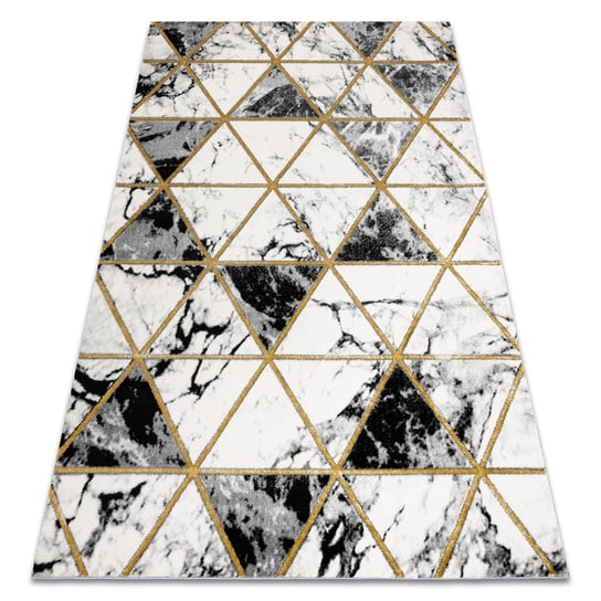 Dywan EMERALD ekskluzywny 1020 glamour, stylowy marmur, trójkąty czarny / złoty, 180x270 cm Dywany Łuszczów