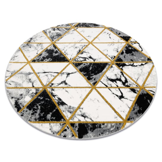 Dywan EMERALD ekskluzywny 1020 koło - glamour, stylowy marmur, trójkąty czarny / złoty, koło 200 cm Dywany Łuszczów