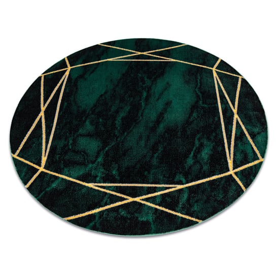 Dywan EMERALD ekskluzywny 1022 koło - glamour, stylowy marmur, geometryczny butelkowa zieleń / złoty, koło 200 cm Dywany Łuszczów