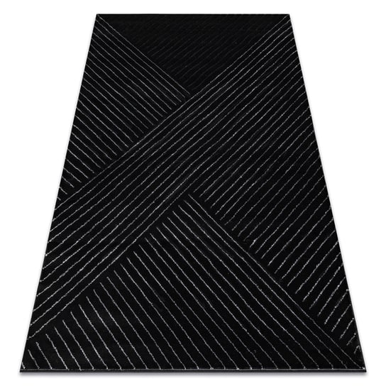 Dywan EMERALD ekskluzywny A0084 glamour, stylowy, linie, geometryczny czarny / srebrny , 80x150 cm Dywany Łuszczów