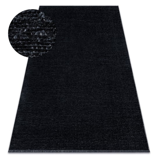 Dywan FLORENCE 24021 Jednolity, glamour, płasko tkany, frędzle - czarny, 78x150 cm Dywany Łuszczów