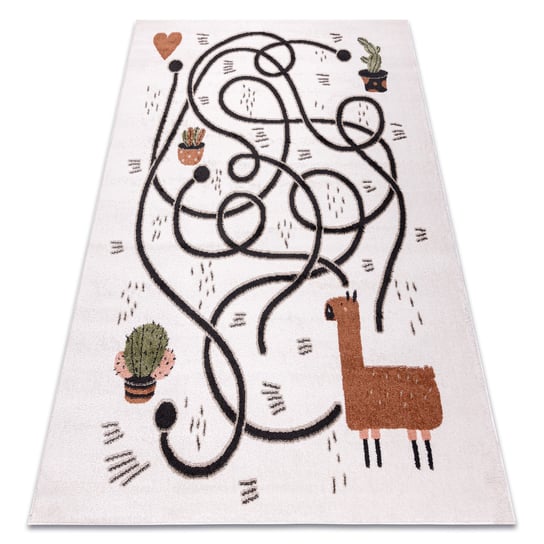 Dywan FUN Game dla dzieci, gra, lama krem, 120x170 cm Dywany Łuszczów