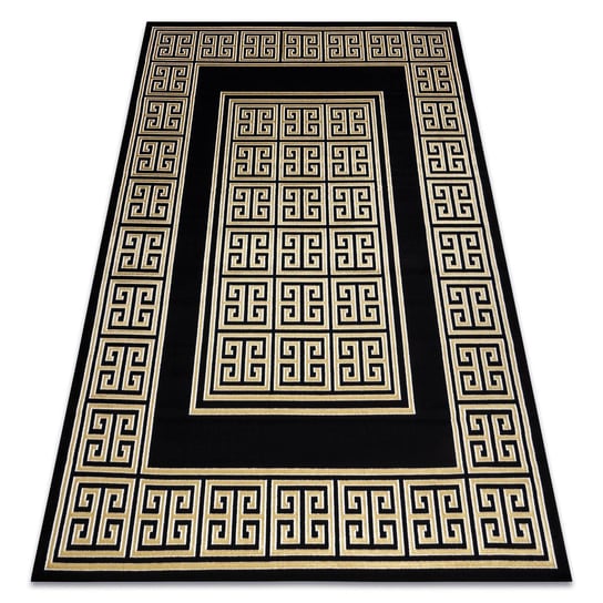 Dywan GLOSS nowoczesny  6776 86 stylowy, ramka, grecki klucz czarny / złoty, 80x150 cm Dywany Łuszczów