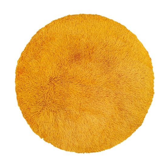 Dywan mata 90 cm Soft Round eco futro okrągły żółty antypoślizgowy Domarex Domarex