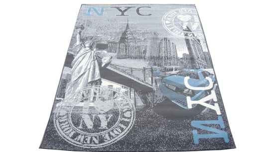 Dywan młodzieżowy NEW YORK EMPIRE Szaro Niebieski CITY Prostokąt 120x170 cm Belgia VAN