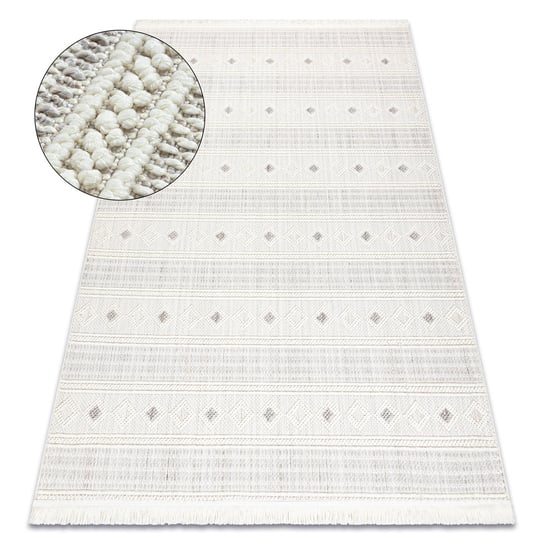Dywan NANO FH69A Romby, pętelkowy, płasko tkany biały / szary, 80x150 cm Dywany Łuszczów