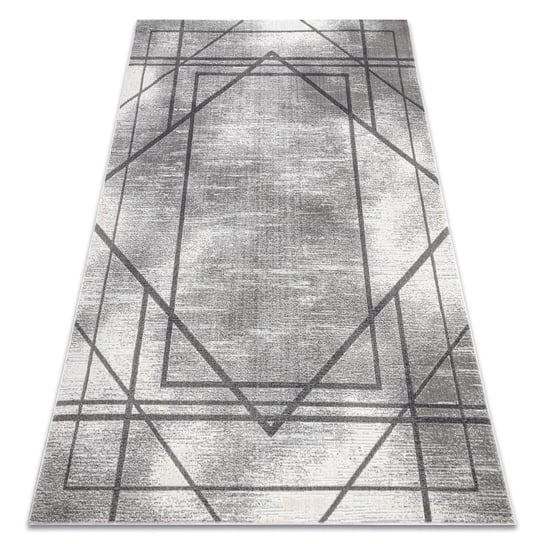 Dywan NOBLE nowoczesny 1520 45 Przecierany, geometryczny, linie - Strukturalny, dwa poziomy runa szary, 120x170 cm Dywany Łuszczów