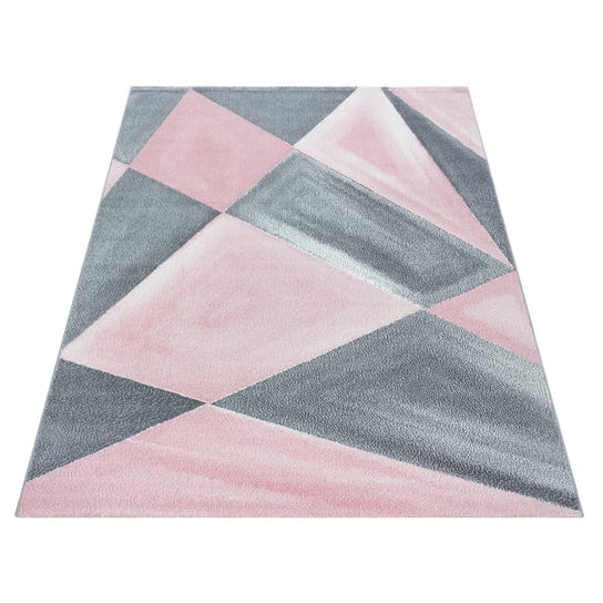 Dywan nowoczesny Beta geometria różowo-szary 240 cm x 340 cm Oaza Dywany