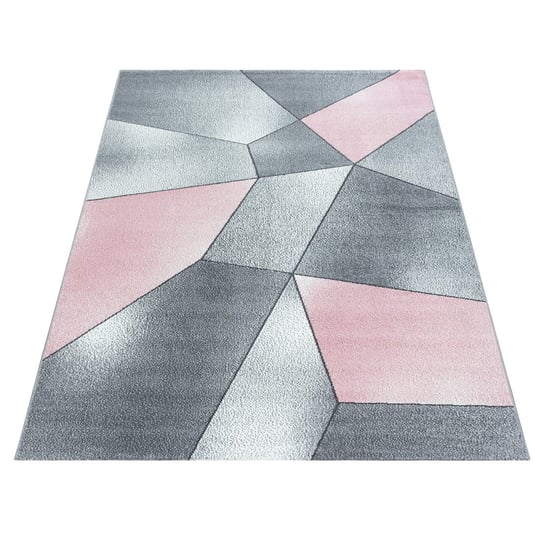 Dywan nowoczesny Beta wielokąty różowo-szary 140 cm x 200 cm Oaza Dywany