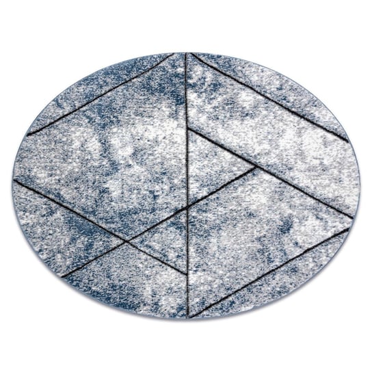 Dywan nowoczesny COZY 8872 Koło Wall, geometryczny, trójkąty - Strukturalny, dwa poziomy runa niebieski, koło 100 cm Dywany Łuszczów