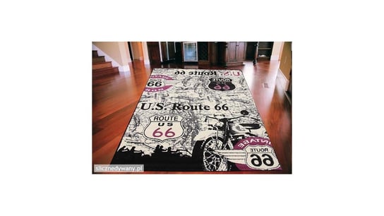 Dywan nowoczesny do salonu, Motor Route 66, city, różowy, 120x170 cm Belgia VAN