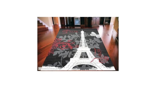Dywan nowoczesny do salonu, Paris Glamour, city, czarny/czerwony, 140x200 cm Belgia VAN