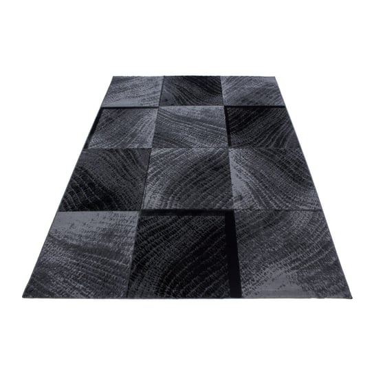 Dywan nowoczesny Plus Kwadraty czarne 80 cm x 150 cm Oaza Dywany