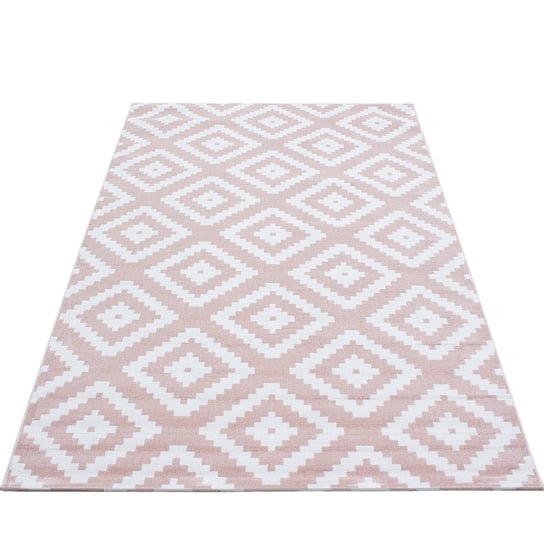 Dywan nowoczesny Plus kwadraty różowo-kremowy 160 cm x 230 cm Oaza Dywany
