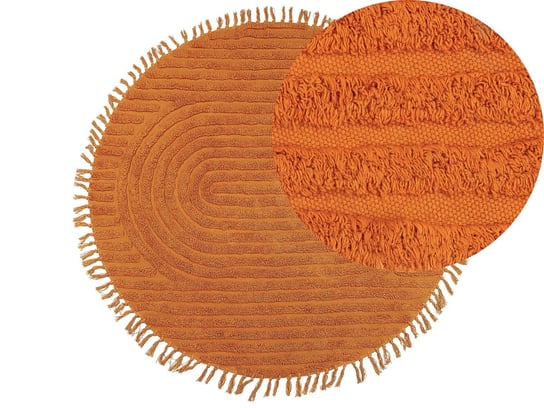 Dywan okrągły bawełniany ø 140 cm pomarańczowy HALFETI Beliani